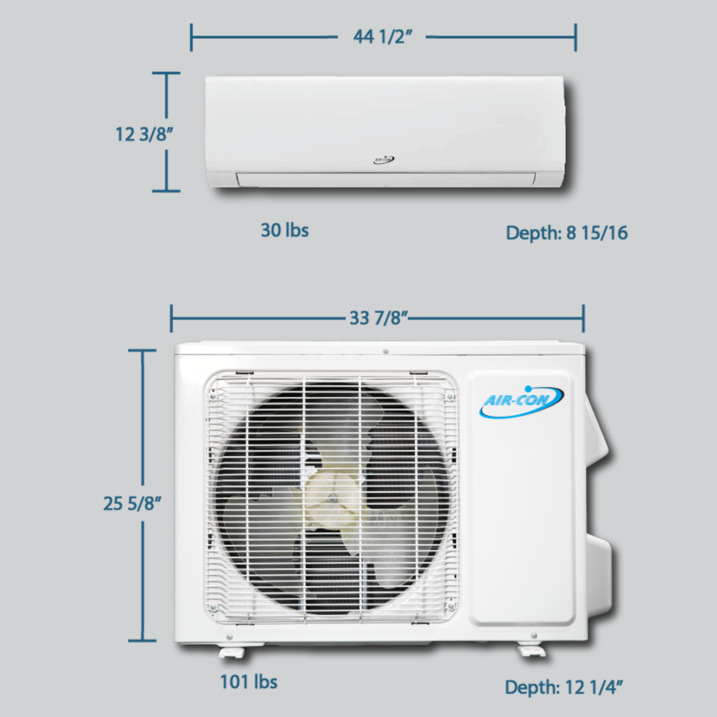 Air-Con Blue Hyper 18000 BTU 21 SEER Hyper Heat Mini Split Air Conditioner 15ft Lineset & Wiring - ABHCI/ABHEM4H4S18