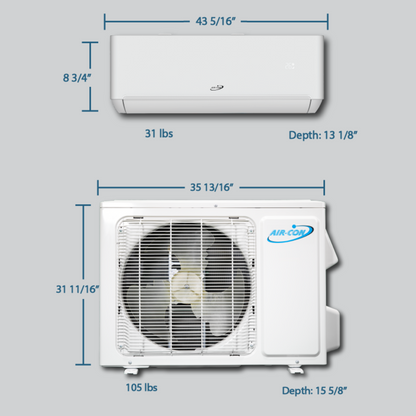 Air-Con Blue Series 4 24000 BTU 20 SEER Mini Split Air Conditioner 15ft Lineset & Wiring - ALPCI/EM4H4E24