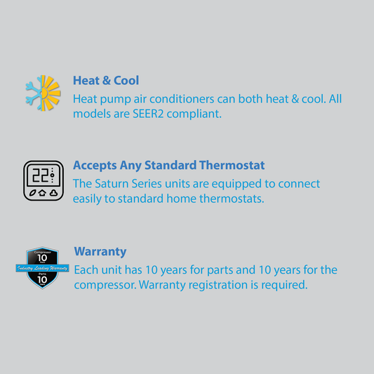 Air-Con 1.5 - 5 Ton 14.3 SEER2 Air-Con Saturn Series Heat Pump Air Conditioner System Multi Positional  - ATSEM4H4T18/ATSCV4H4T18