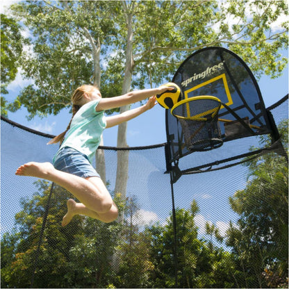 Springfree Outdoor 8 x 13 Ft Trampoline, Enclosure, Hoop Game, and Step Ladder - 215870