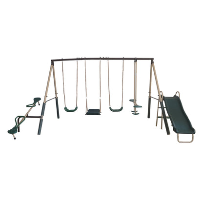 XDP Recreation Playground Galore Outdoor Swing Set with Glider, 3 Swings & Slide - 94021
