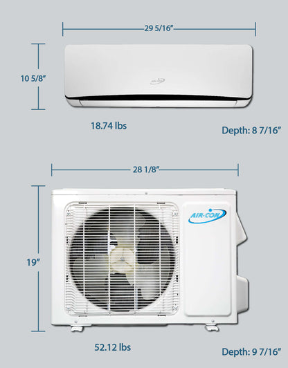 Air-Con Titanium 9000 BTU Ductless Mini Split Air Conditioner Heat Pump System 19 SEER 110-120V - ATUCI/EM4H1S09
