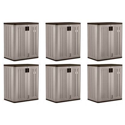 Suncast 9 Cu Ft Heavy Duty Resin Garage Base Storage Cabinet, Platinum (6 Pack) - 120281