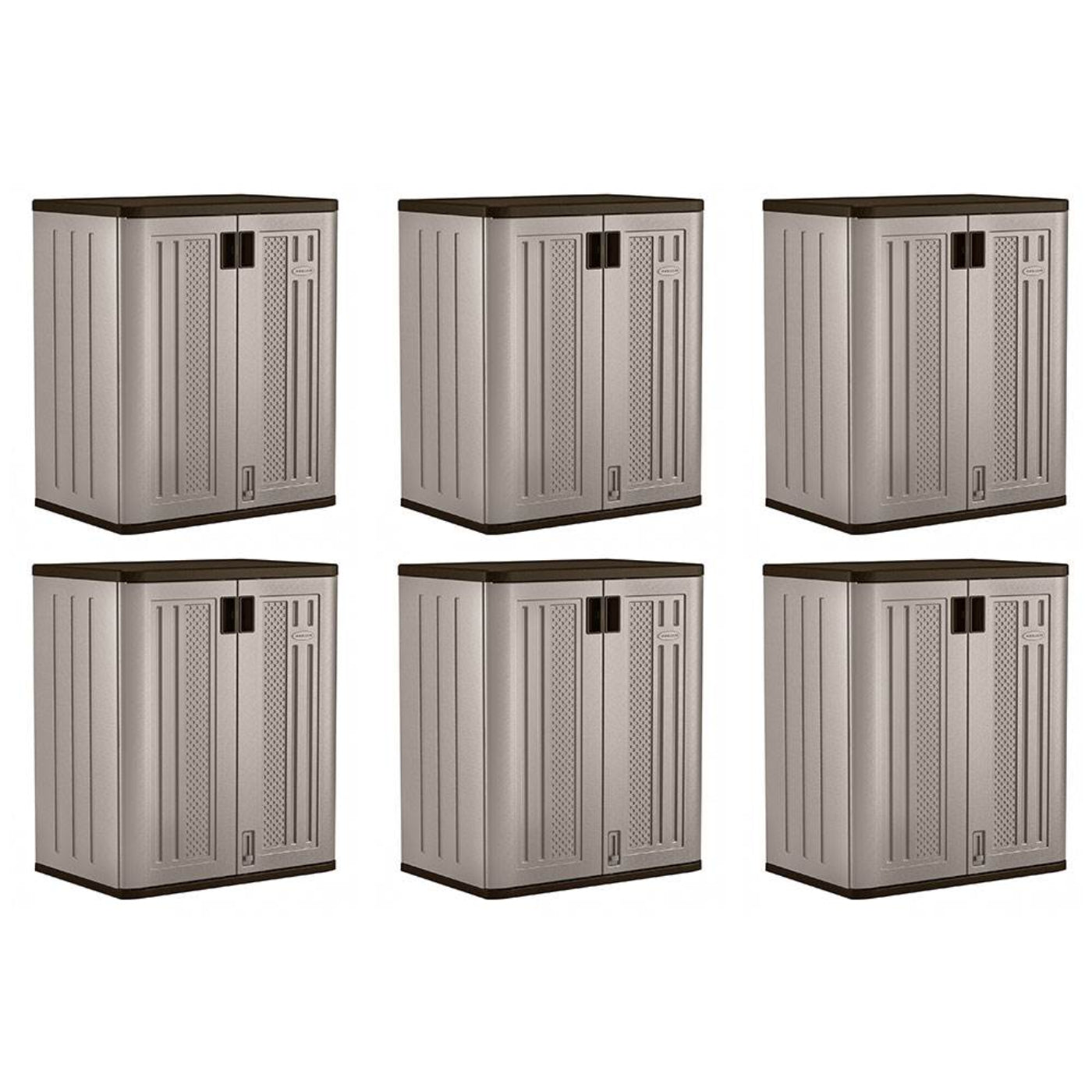 Suncast 9 Cu Ft Heavy Duty Resin Garage Base Storage Cabinet, Platinum (6 Pack) - 120281
