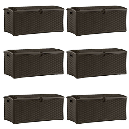 Suncast 72 Gallon Resin Wicker Outdoor Patio Storage Deck Box, Brown (6 Pack) - 126415