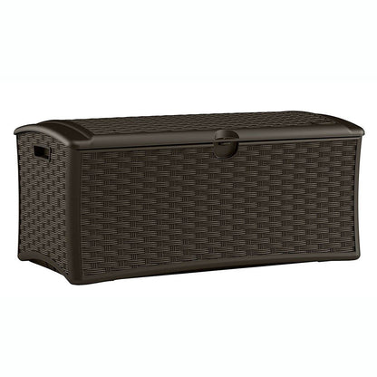 Suncast 72 Gallon Resin Wicker Outdoor Patio Storage Deck Box, Brown (6 Pack) - 126415