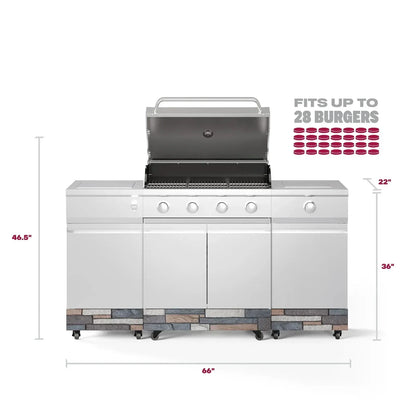 Tytus Fresno 5-Burner LP/NG Convertible Grill in Stainless Steel + Ash Stone - TDT-021-0704