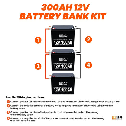 12V - 300AH - 3.8kWh Lithium Battery Bank - Backyard Provider