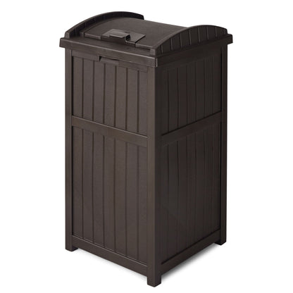 Suncast Trash Hideaway Outdoor 33 Gallon Garbage Waste Can Bin, Java (10 Pack) - 173821