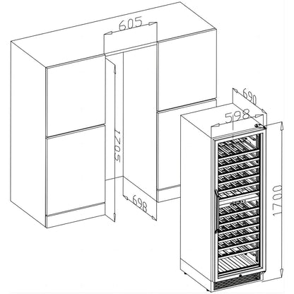 AOBOSI 24 inch Wine Cooler 154 Bottles Capacity Dual Zone - YC-408B