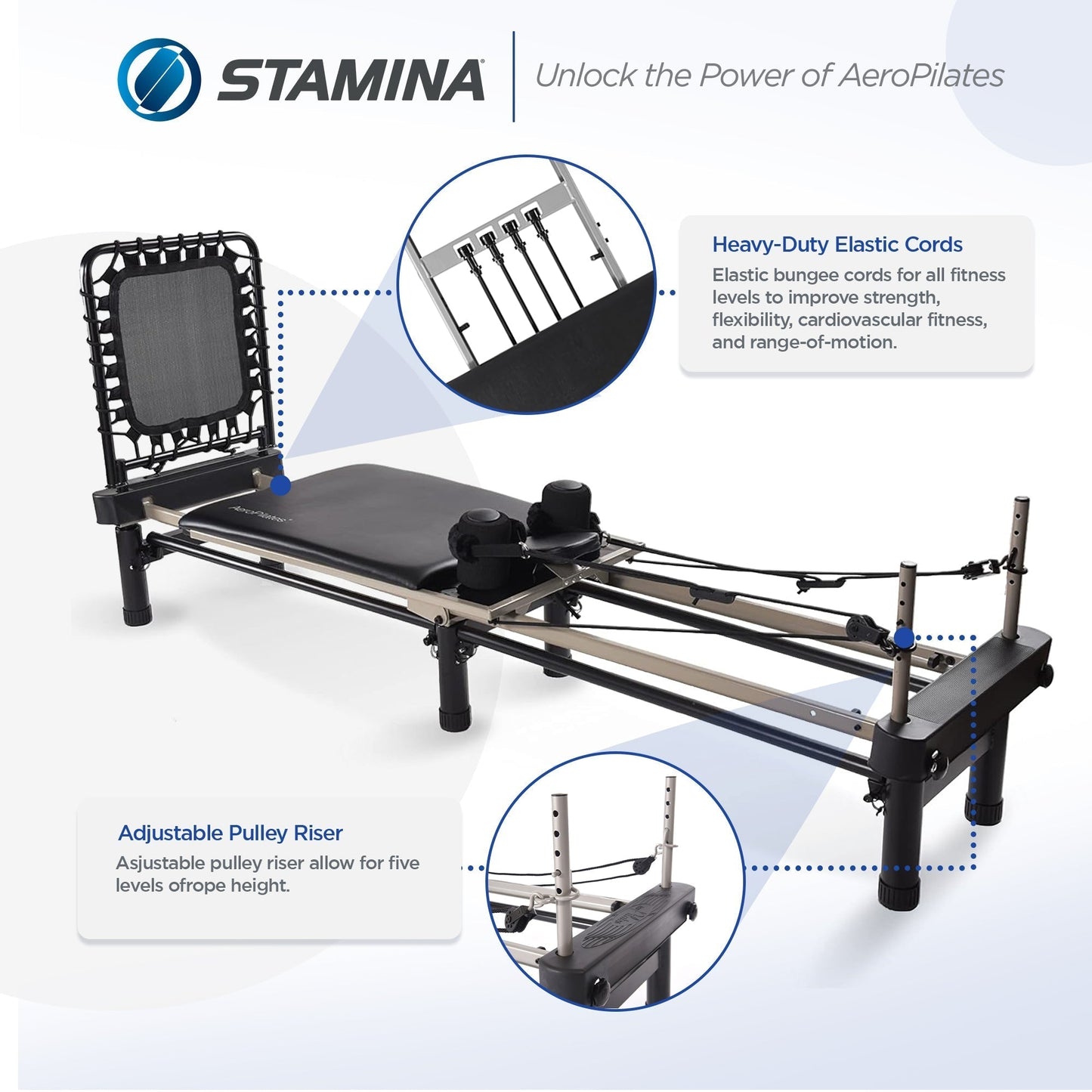 Stamina Products Aero Pilates 700 Foldable Reformer Fitness Machine with Cardio Rebounder (Used) - 261267