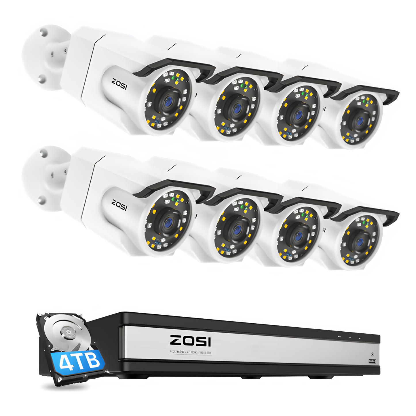 Zosi C105 4K 16 Channel PoE Security Camera System + 4TB Hard Drive - C105 4K 16
