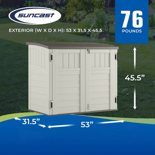 Suncast 3 Door Locking System Horizontal Storage Shed Stow Away, Ivory (3 Pack) - 172820