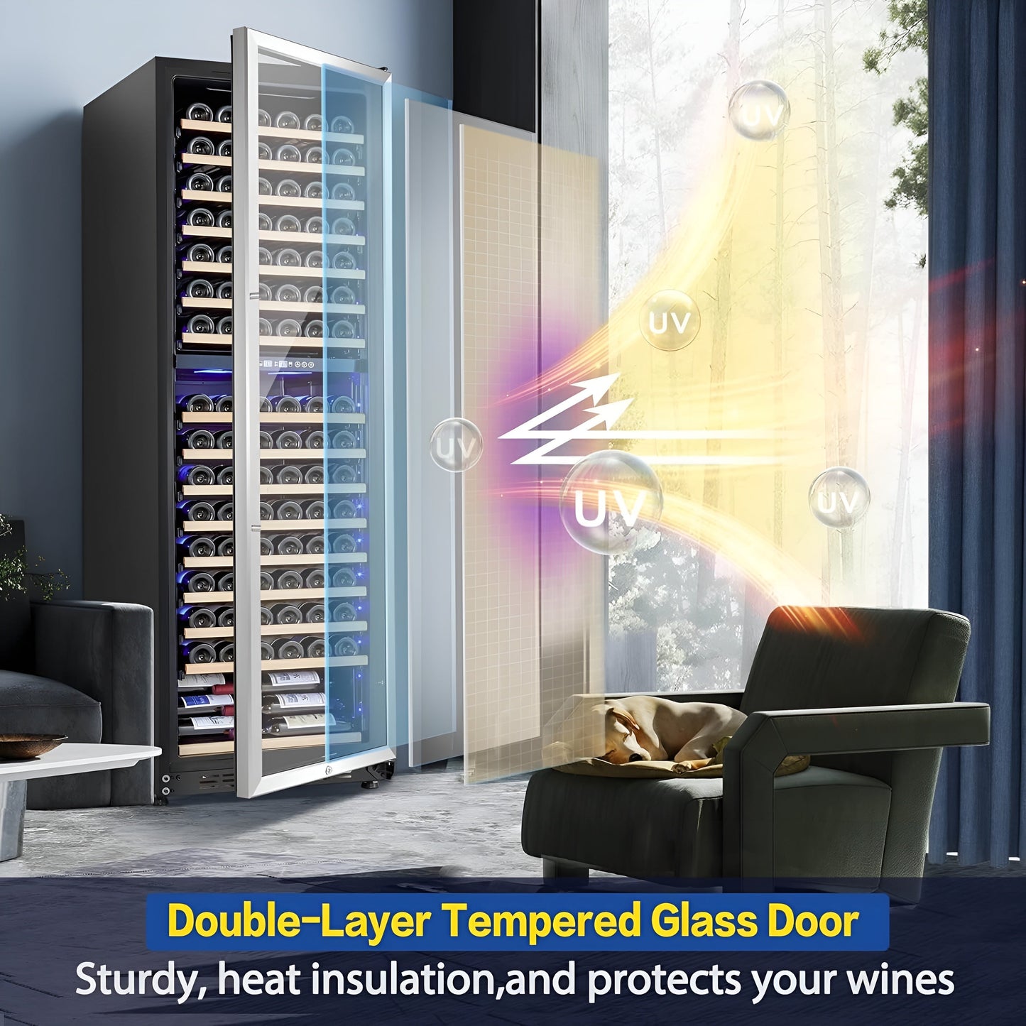 AOBOSI 24 inch ‎Wine Cooler 176 Bottles Capacity Dual Zone - YC-510B