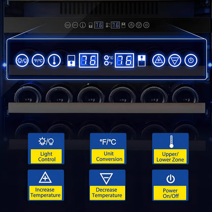 AOBOSI 24 inch ‎Wine Cooler 176 Bottles Capacity Dual Zone - YC-510B