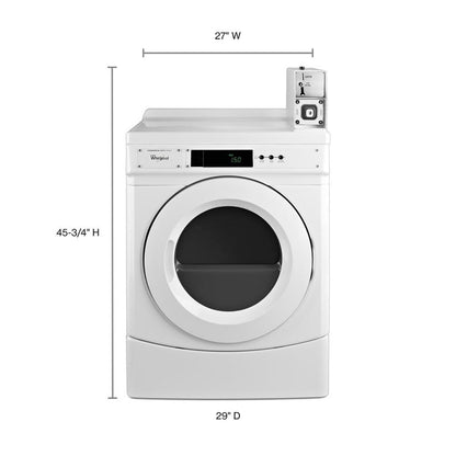 WHIRLPOOL27" Commercial Electric Front-Load Dryer Featuring Factory-Installed Coin Drop with Coin Box White - CED9150GW-KT