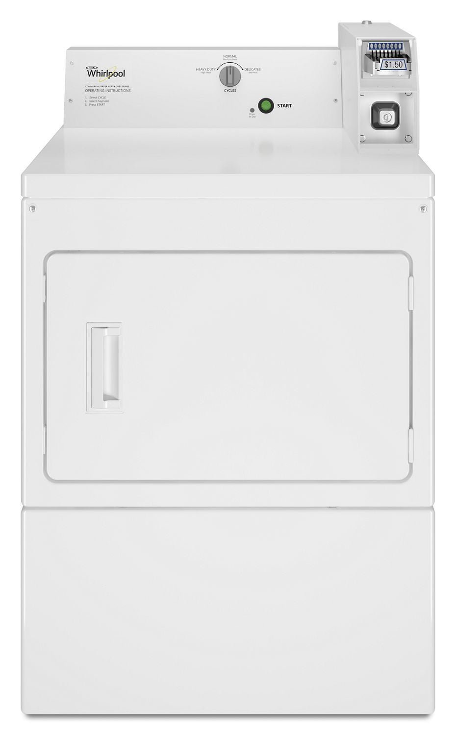 WHIRLPOOL  Commercial Gas Super-Capacity Dryer, Coin-Slide and Coin-Box White - CGM2745FQ-KT