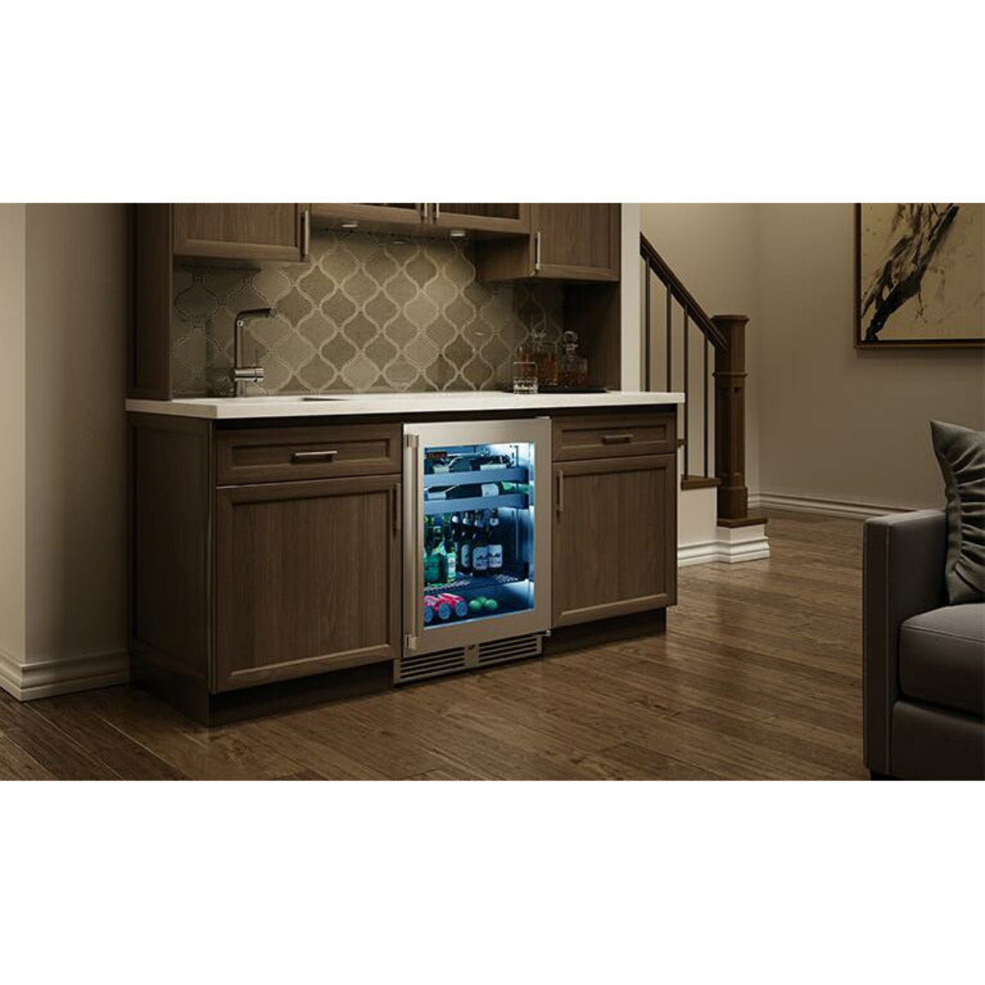 Perlick 24" Beverage Center Fully Integrated Glass Door, Sottile Sh.Depth (18") , 3.1 cu. ft. Capacity - HH24BS-4-4