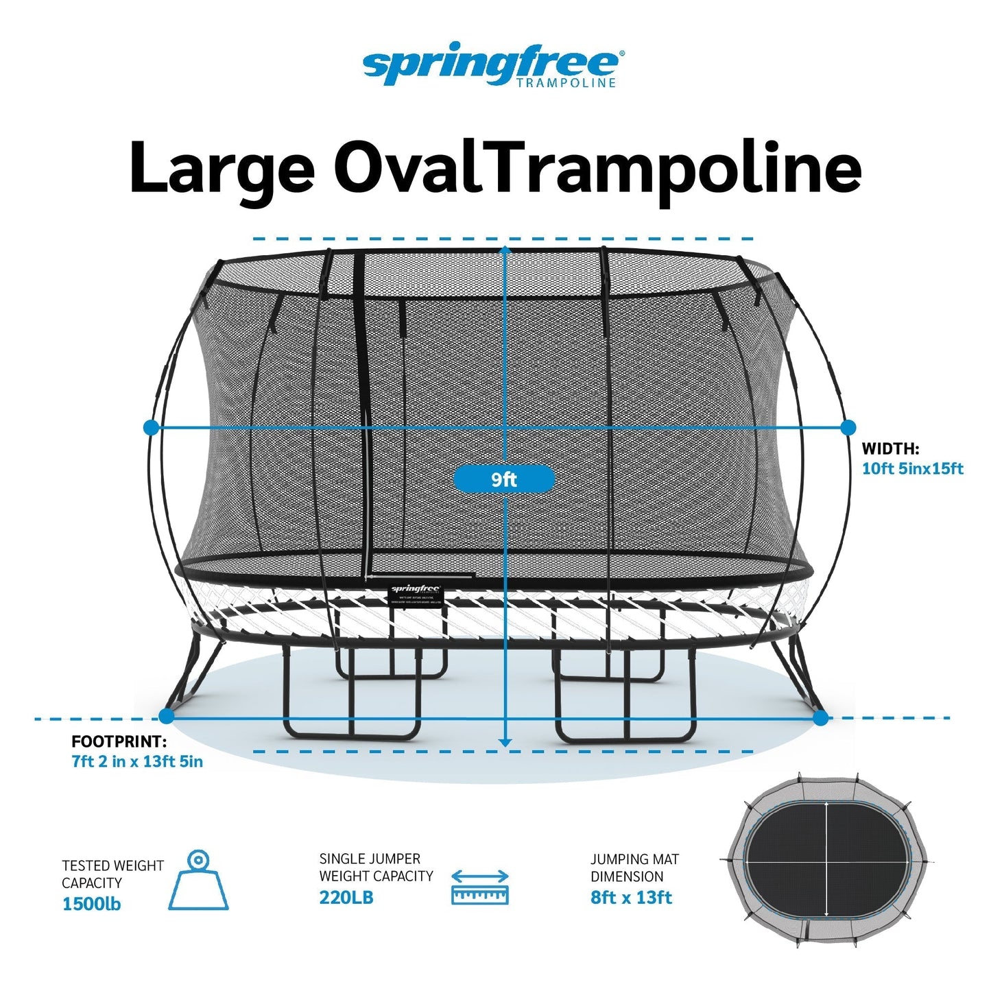 Springfree Trampoline Kids Outdoor Large Oval 8 x 13' Trampoline with Enclosure - 212963
