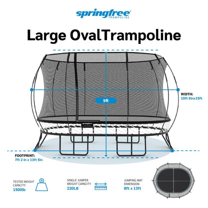 Springfree Trampoline Kids Outdoor Large Oval 8 x 13' Trampoline with Enclosure - 212963