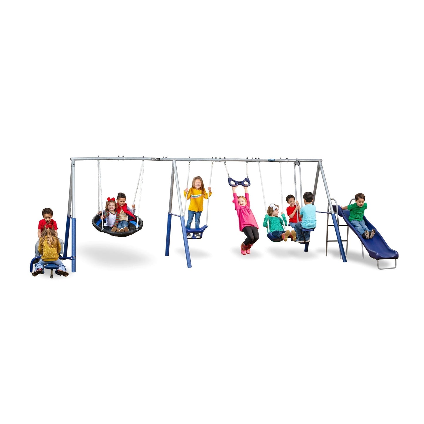 XDP Recreation Fun All Mighty Swing Set w/See Saw, Super Disc, Swings, & Slide - 285488