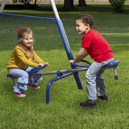 XDP Recreation Fun All Mighty Swing Set w/See Saw, Super Disc, Swings, & Slide - 285488