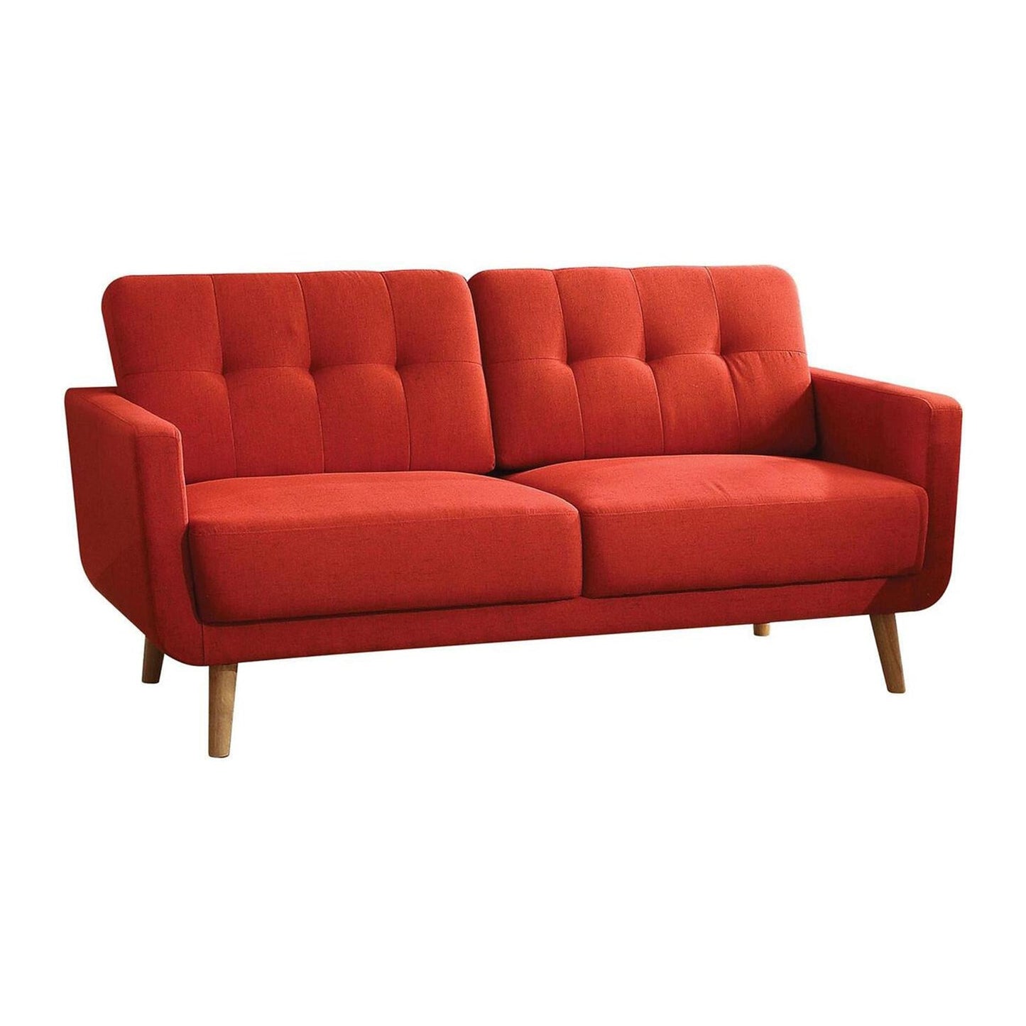 Modway Furniture 74" Red Linen Sofa - Elegant Design with Warm Wood Brown Legs for Chic Living Room Comfort & Style - 285661-HOMEROOTS