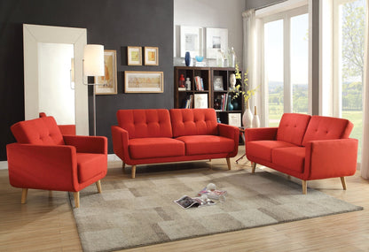 Modway Furniture 74" Red Linen Sofa - Elegant Design with Warm Wood Brown Legs for Chic Living Room Comfort & Style - 285661-HOMEROOTS