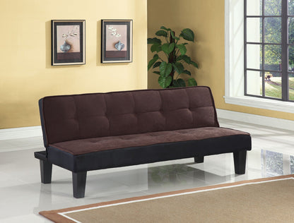 Modway Furniture 66" Dark Brown Microfiber Convertible Futon Sofa - Modern Armless Design with Stylish Black Legs - 285667-HOMEROOTS