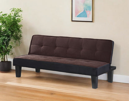 Modway Furniture 66" Dark Brown Microfiber Convertible Futon Sofa - Modern Armless Design with Stylish Black Legs - 285667-HOMEROOTS