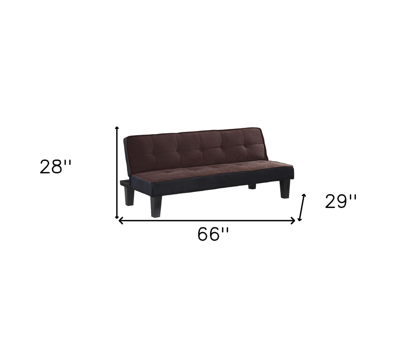 Modway Furniture 66" Dark Brown Microfiber Convertible Futon Sofa - Modern Armless Design with Stylish Black Legs - 285667-HOMEROOTS