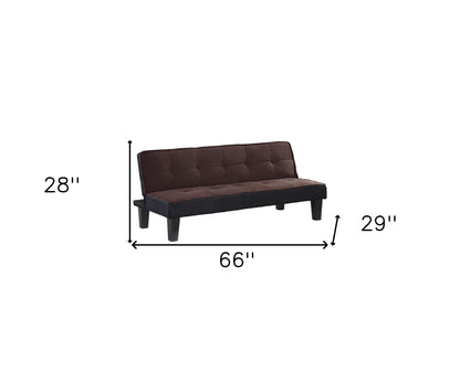 Modway Furniture 66" Dark Brown Microfiber Convertible Futon Sofa - Modern Armless Design with Stylish Black Legs - 285667-HOMEROOTS