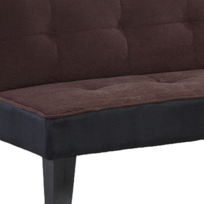 Modway Furniture 66" Dark Brown Microfiber Convertible Futon Sofa - Modern Armless Design with Stylish Black Legs - 285667-HOMEROOTS