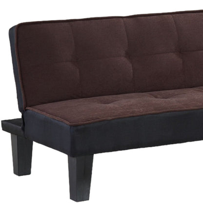 Modway Furniture 66" Dark Brown Microfiber Convertible Futon Sofa - Modern Armless Design with Stylish Black Legs - 285667-HOMEROOTS