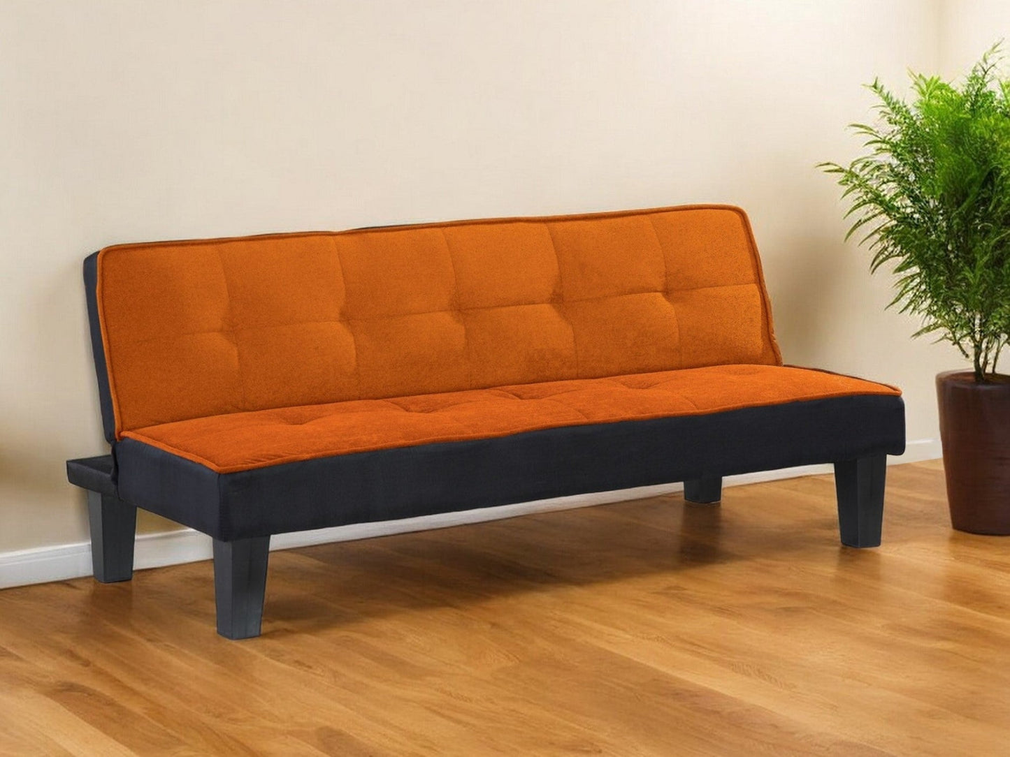 Modway Furniture 66" Orange Fabric Sofa - Chic Armless Design with Modern Black Legs for a Stylish Living Room Upgrade - 285668-HOMEROOTS