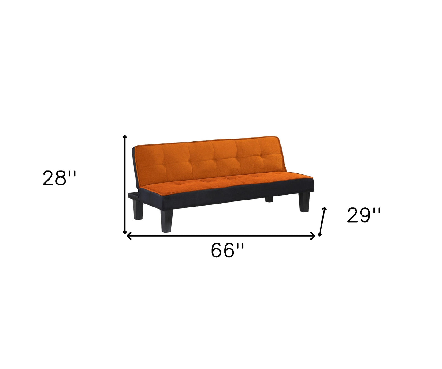 Modway Furniture 66" Orange Fabric Sofa - Chic Armless Design with Modern Black Legs for a Stylish Living Room Upgrade - 285668-HOMEROOTS