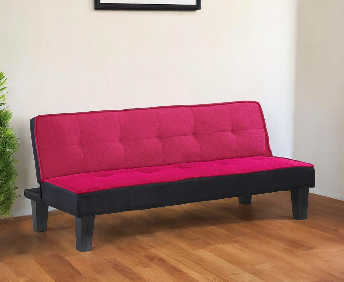 Modway Furniture 66" Pink Fabric Sofa with Modern Black Legs – Stylish, Durable, Chic for Contemporary Living Spaces - 285670-HOMEROOTS