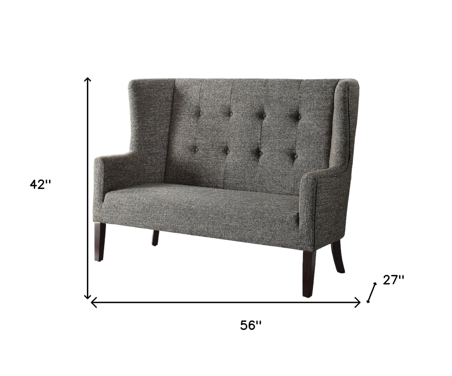 Modway Furniture 56" Gray Fabric Settee with Elegant Chocolate Legs – Stylish Comfort for Your Home Interior Redesign - 285683-HOMEROOTS