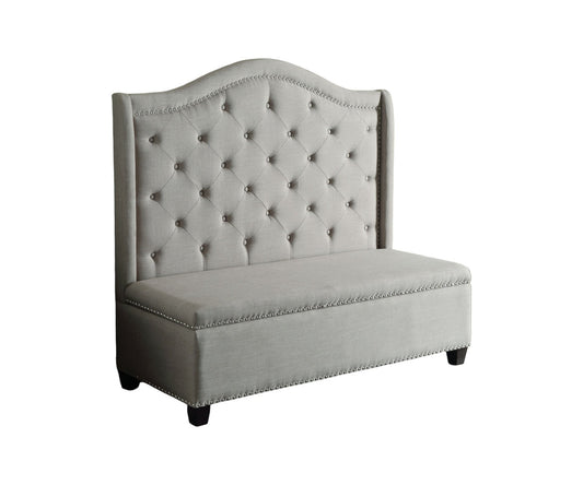 Modway Furniture 54" Beige Fabric Settee with Elegant Chocolate Legs - Versatile Sofa for Chic Home Decor Style - 285685-HOMEROOTS