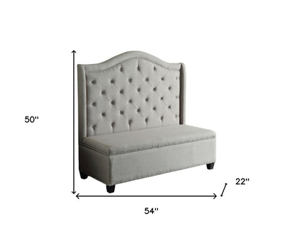 Modway Furniture 54" Beige Fabric Settee with Elegant Chocolate Legs - Versatile Sofa for Chic Home Decor Style - 285685-HOMEROOTS