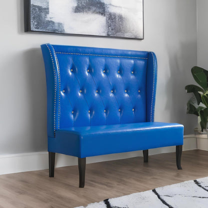 Modway Furniture 51" Blue Faux Leather Settee – Stylish Modern Sofa with Dark Brown Legs for Luxurious Living Spaces - 285985-HOMEROOTS