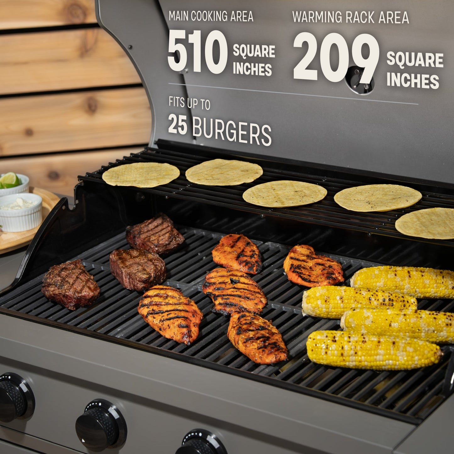 TYTUS Fresno 5-Burner LP/NG Convertible Grill in Gunmetal + Carbon Wood - TDT-021-0105
