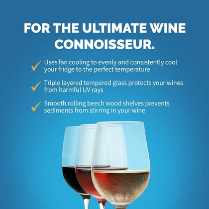 Newair - 27” 160-Bottle Dual-Zone Built-in/Freestanding Stainless Steel Wine Fridge AWR-1600DB - w/ Smooth Rolling Shelves