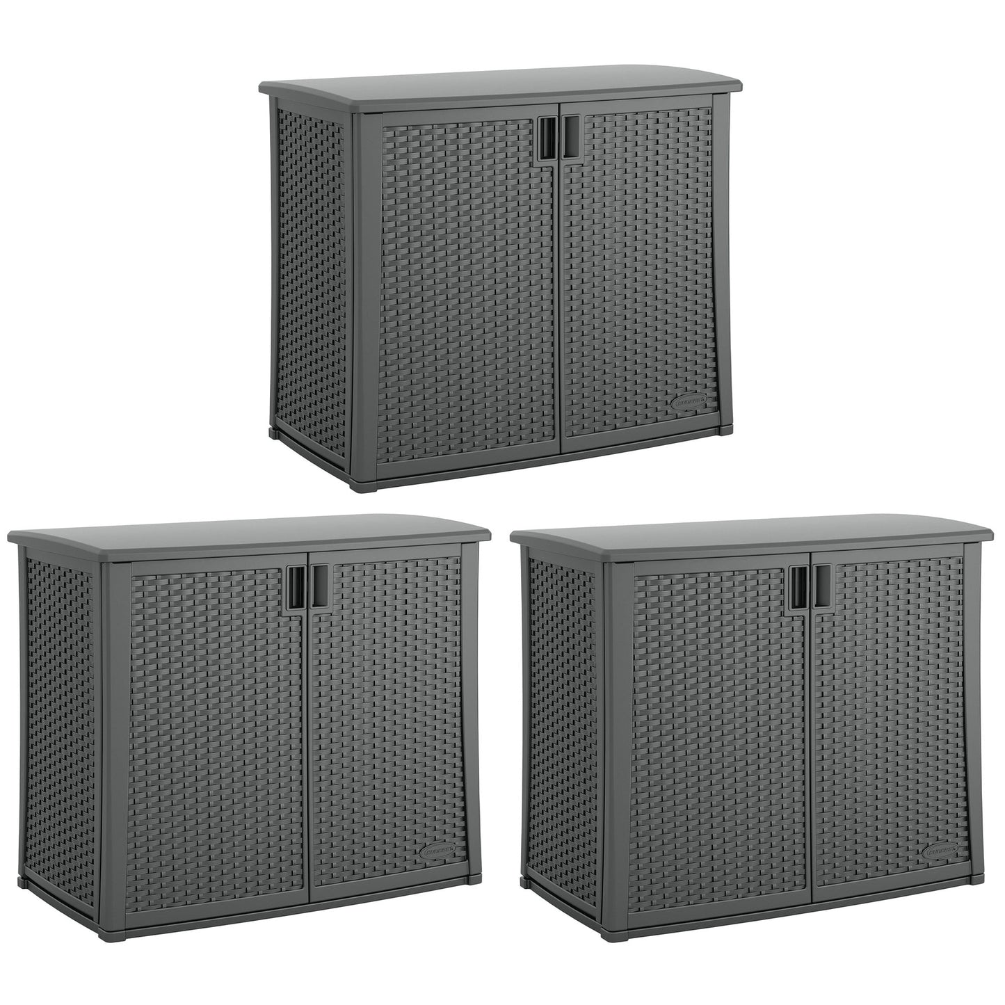 Suncast Lockable Outdoor Cabinet Deck Storage Box w/ Adjustable Shelf (3 Pack) - 320519