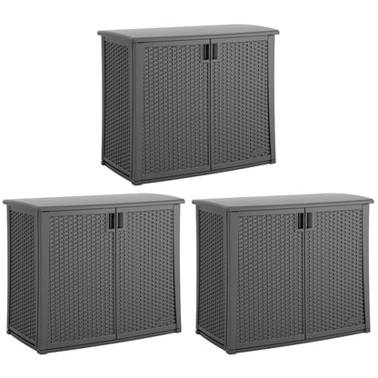 Suncast Lockable Outdoor Cabinet Deck Storage Box w/ Adjustable Shelf (3 Pack) - 320519