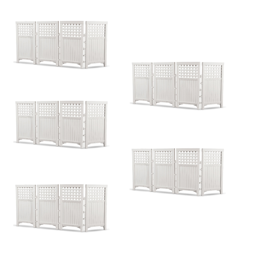 Suncast Outdoor Garden Yard 4 Panel Screen Enclosure Gated Fence, White (5 Pack) - 173090