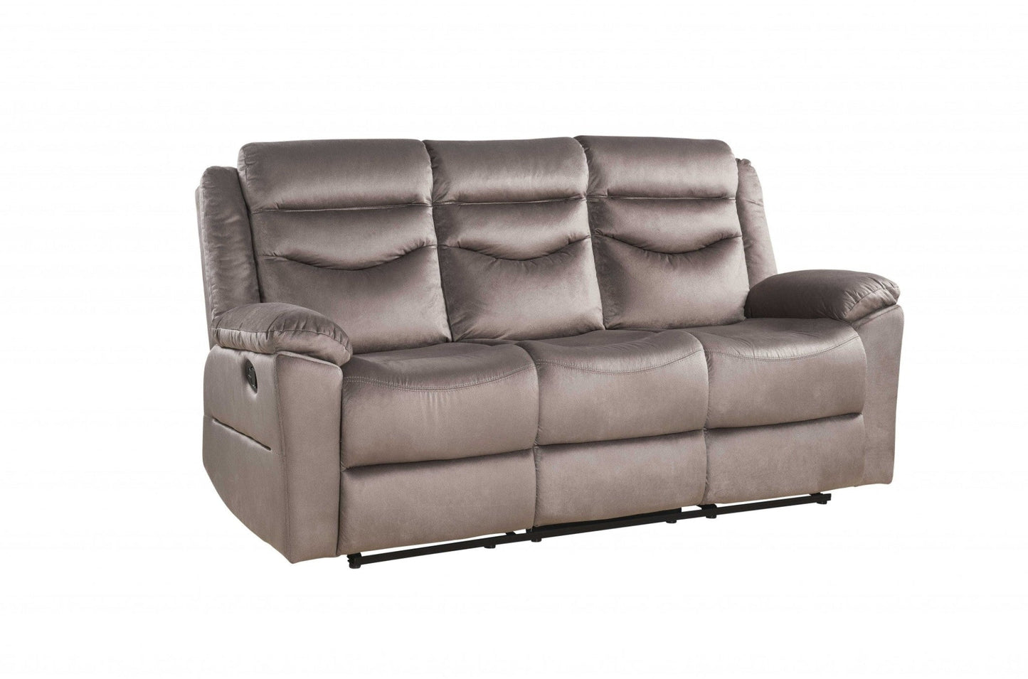 Modway Furniture 78" Luxurious Brown Velvet Reclining Sofa with Black Legs - Comfort and Style for Your Living Room - 347270-HOMEROOTS