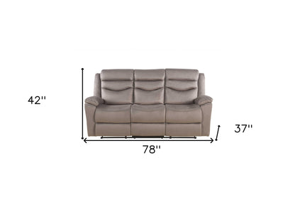 Modway Furniture 78" Luxurious Brown Velvet Reclining Sofa with Black Legs - Comfort and Style for Your Living Room - 347270-HOMEROOTS