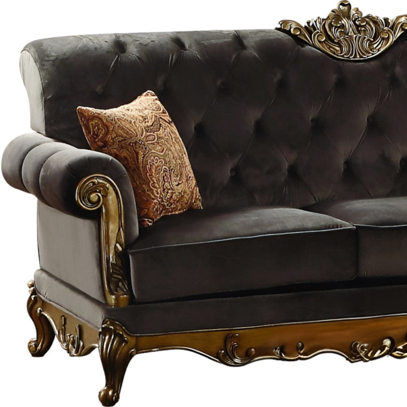 Modway Furniture 41" Charcoal Fabric Sofa with Champagne Legs - Elegant Modern Design for Stylish Living Spaces - 347273-HOMEROOTS