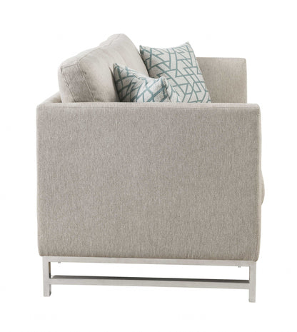 Modway Furniture 35" Beige Linen Sofa with Stylish Silver Legs - Elegant, Comfortable, and Perfect for Any Space! - 347284-HOMEROOTS